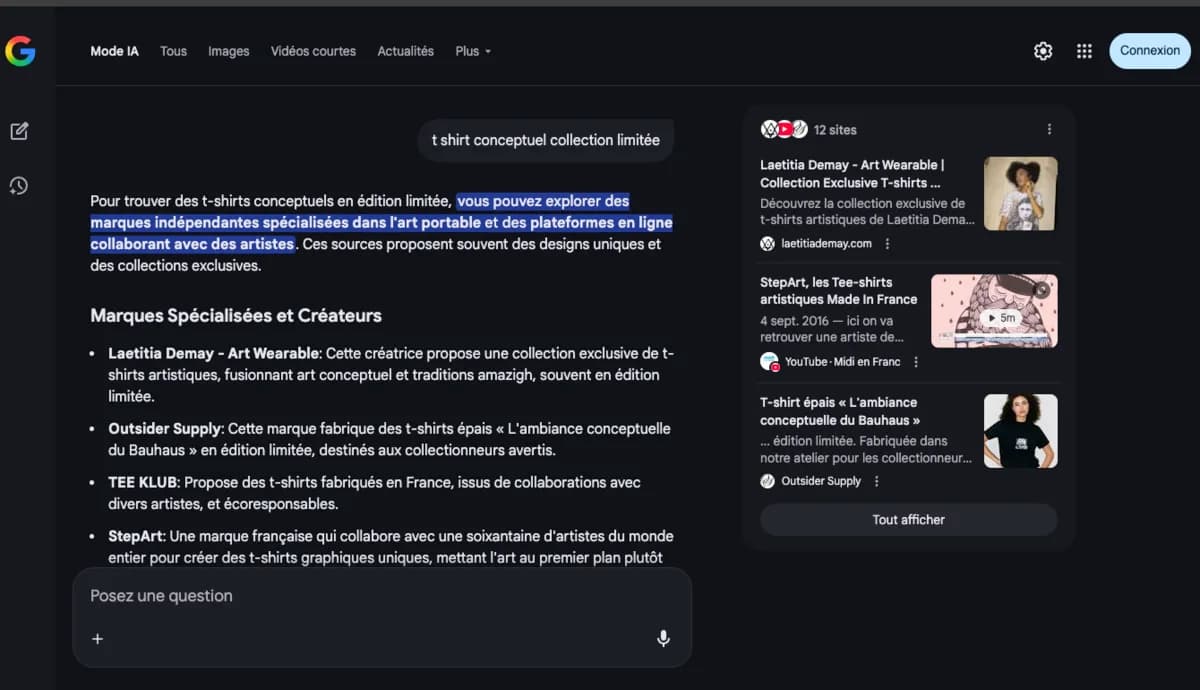 Laetitia Demay cited in Google AI Overview for conceptual wearable art